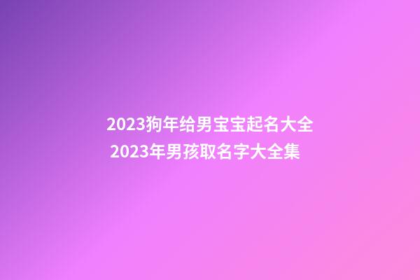 2023狗年给男宝宝起名大全 2023年男孩取名字大全集